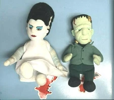 Vtg 1999 Stuffins Universal Studios Frankenstein & Bride Halloween Plush Toys 