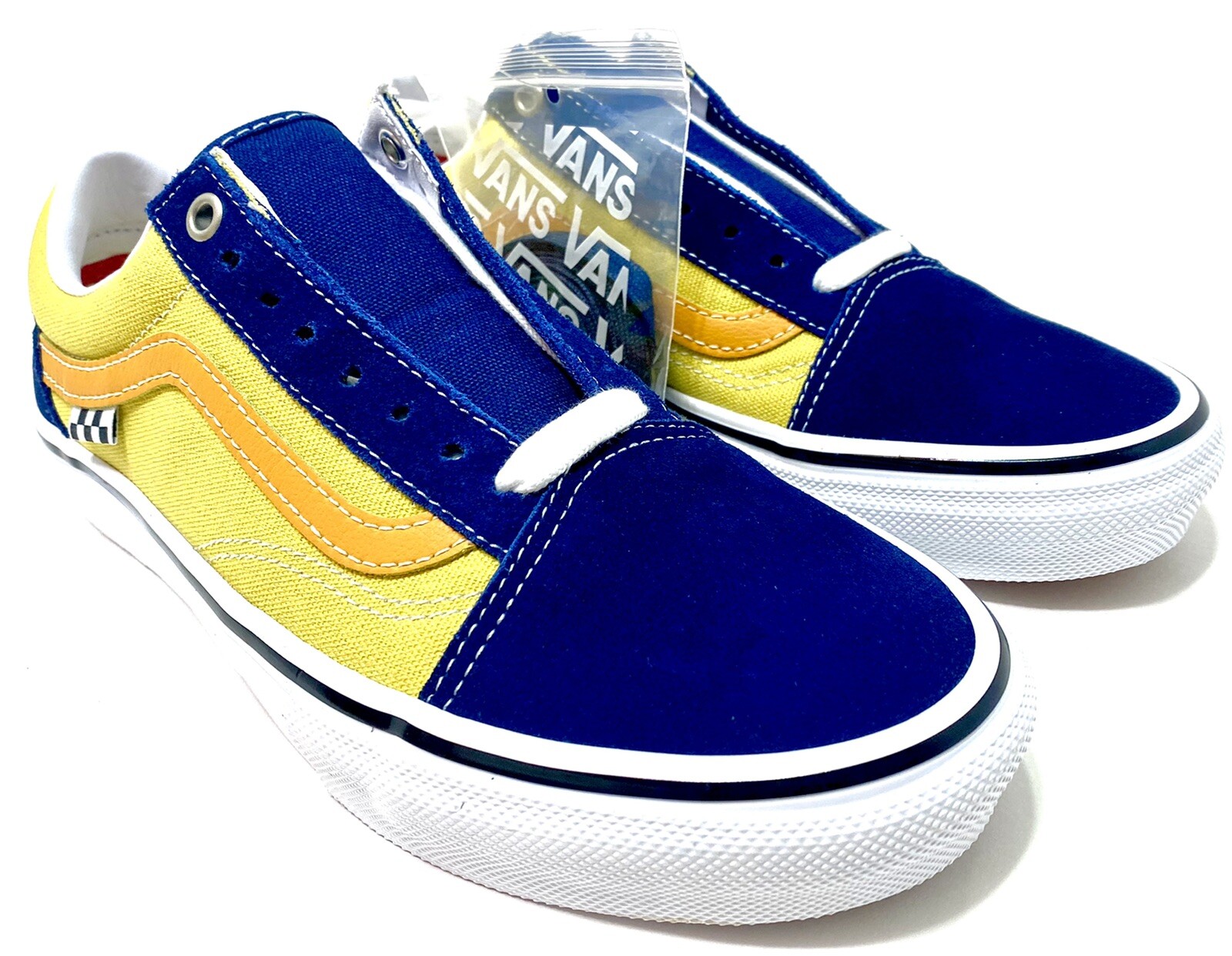 Vans Navy Blue Gold Old Skool Skate Sneakers VN0A5FCBNGL Men Size 6.5 Women 8