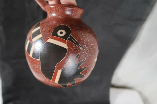 5" Juan Paulino Martinez Hand Made Pottery Vase Central American Art 