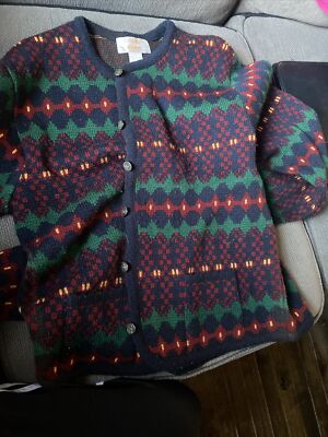 Tally Ho Womens Vintage Nordic Fair Isle Button Up Sweater Cardigan Medium