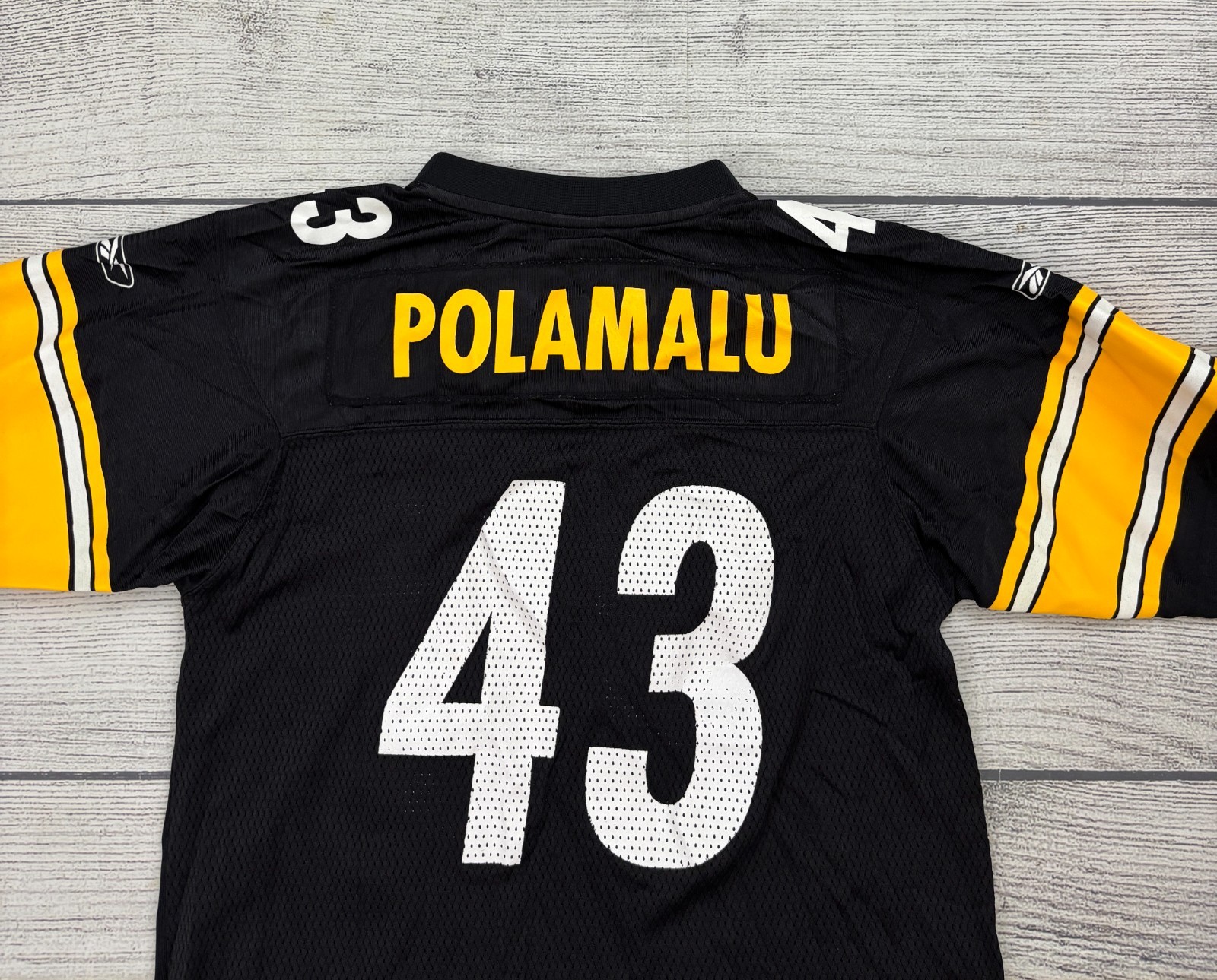 TROY POLAMALU #43 PITTSBURGH STEELERS Youth Sz Large Reebok Home NFL Jersey VTG thumbnail 8
