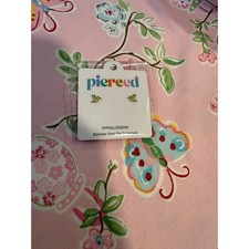 Pierced Kids Hummingbird Earrings Hypoallergenic Stainless Steel Flat Screwback