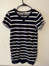 Gap Small Short Sleeve T Shirt Dress 100% Cotton Blue STriped