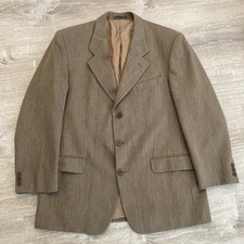 Yves Saint Laurent Blazer Mens 44R Brown 100 Worsted Wool Herringbone Canada