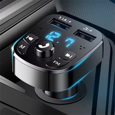 Bluetooth Dual USB Car Charger FM Transmitter Black Cigarette Lighter Plug