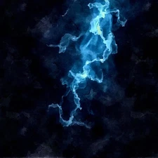 ACEO Abstract Watercolor Art Card Print … Blue Lightning Mist on Dark Sky