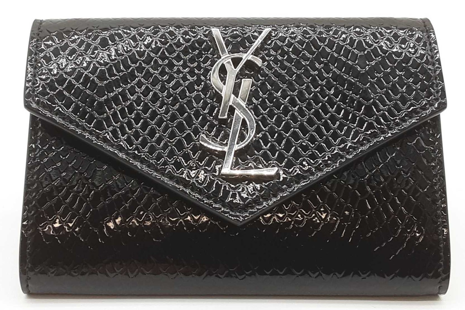 Saint Laurent Python Embossed Black Patent Leathe… - image 1