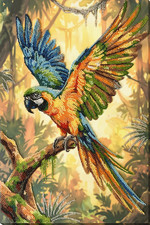 Bead Embroidery Kit DIY "Colorful parrot" Beaded Needlepoint Craft Set