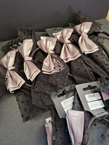 Headband Fascinators Black and Grey Bows with Lace - New With Tags Job Lot x 31 - Picture 4 of 15