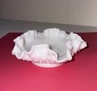 VINTAGE FENTON WHITE MILK GLASS HOBNAIL W/RUFFLED EDGE CANDY TRINKET DISH