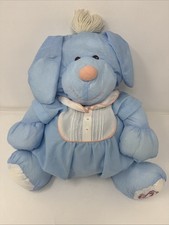 VTG 1986 Fisher Price Puffalump Blue Puppy Dog Nylon Stuffed Plush With Outfit