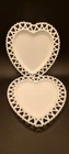Vtg. 2 Westmoreland White Milk Glass Heart Shaped Plates Lacy Hearts Edge