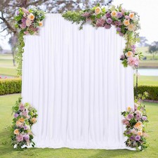 White Backdrop Curtains Parties 10x8 FT Wedding Rod Pocket Drapes 5x8 FT 2 PCS