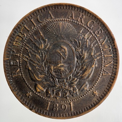 1891 Argentina Dos 2 Centavos Coin | Fine Collectable Grade - Picture 1 of 2