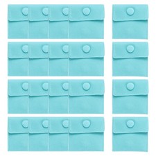 20Pcs Velvet Jewelry Pouches with Snap Button 2.8x2.8" for Rings Light Green