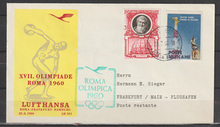 Lufthansa Erstflug Rom Frankfurt LH 331 am 25.8.1960 Zul. ab VATICAN