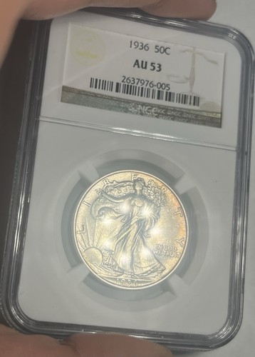 1936 WALKING LIBERTY SILVER HALF DOLLAR GRADED NGC AU53 TONED