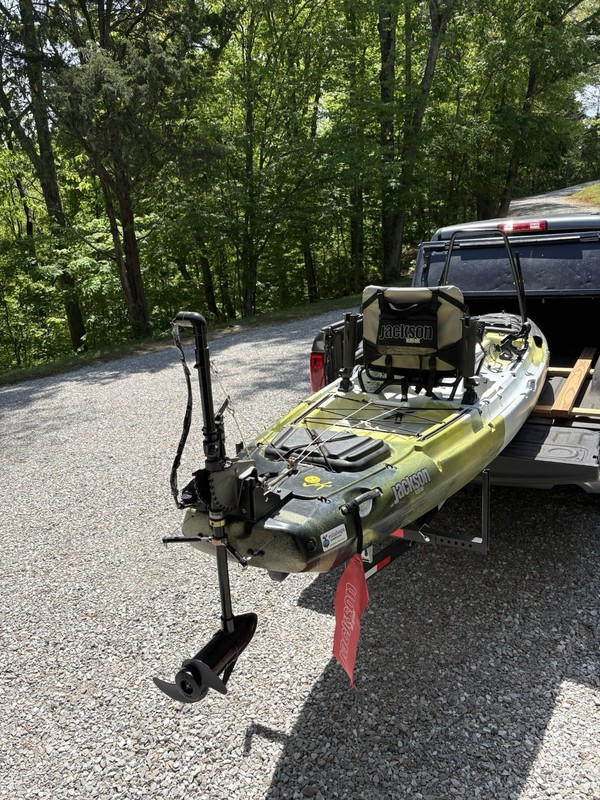 Jackson Big Rig Fishing Kayak 13ft 2 Inch Long W/ Troll Motor & Foot Steering.
