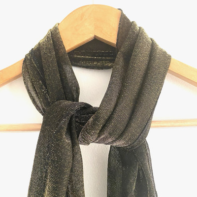 Cejon Bloomingdale's Scarf Two Toned Black Gold Elegant Sheer Holiday