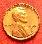 1954-P Lincoln Wheat Cent Penny GEM RED BU From an Original Bank Roll