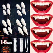 1-6 Pairs Vampire Teeth Fangs 3 Sizes for Cosplay,Halloween Party Costume Access
