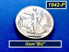 GEM 1942-P "BU" Walking Liberty ➫  Bright Luster ➫ Full Skirt Lines ➫142P
