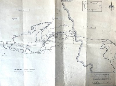 1969 Türkei Eisenbahn Karte Van Kotur Demiryolu Govt Rail Line Plan Vintage