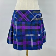 Plaid Kilt Mini Skirt UK 10 Tartan Buckle Wrap Pleated Grunge Made in Scotland