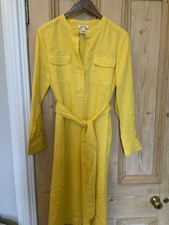 NEW WITHOUT LABEL, JAEGER SUNSHINE YELLOW 100% LINEN SHIRT DRESS LABELLED 12 .