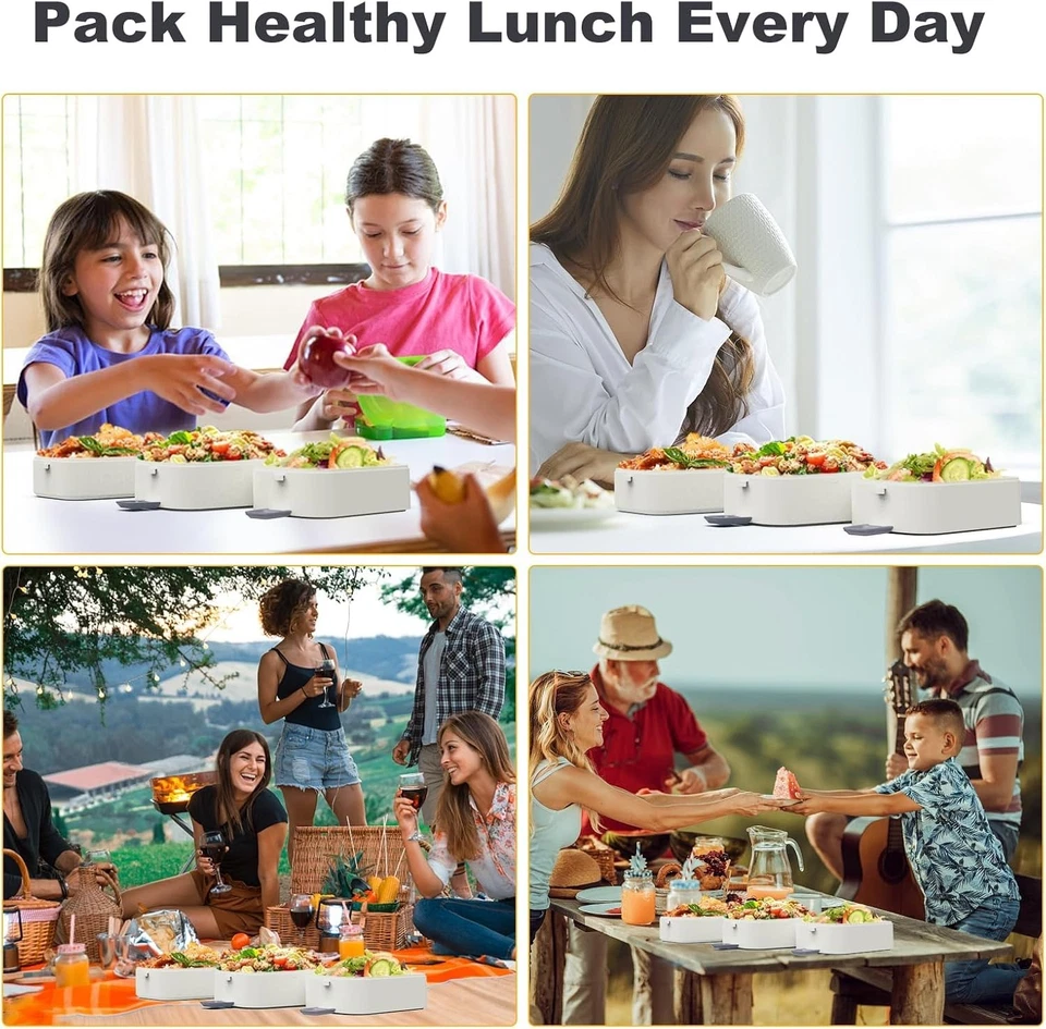 Fiambrera para adultos Bento Box, capacidad grande apilable de 3 capas Foto 2 de 4