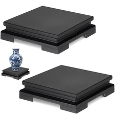 Best Chunful 2 Pcs Square Wooden Display Stand 6.7 x Inch Wood Vase Base Black