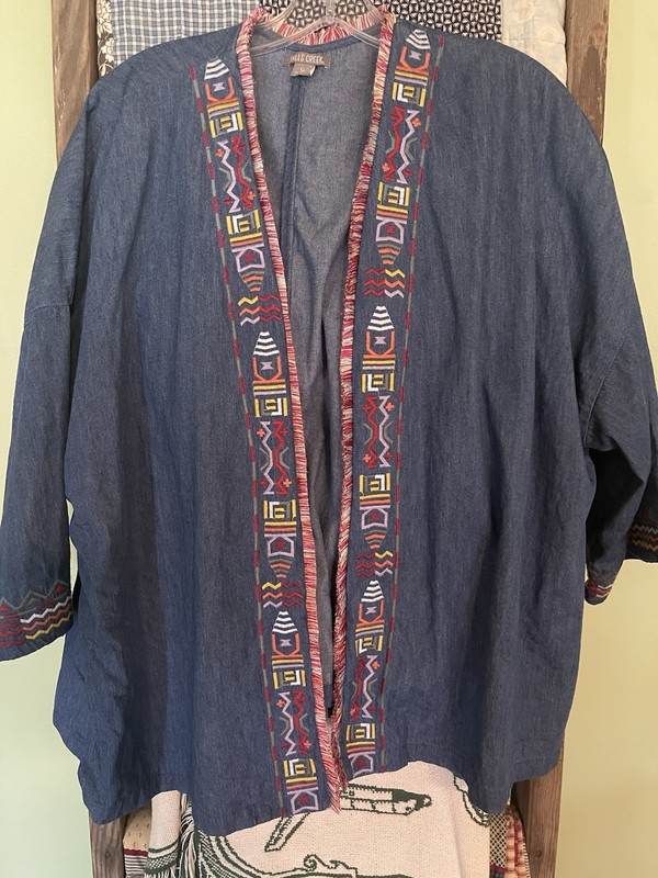 Falls Creek 1x Denim Caftan With Embroidered Trim