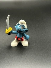 Smurfs 20104 Pirate Smurf Vintage Figure PVC Toy Figurine Peyo Smurf Sword