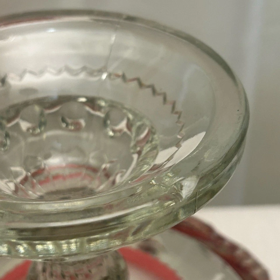 Kings Crown Compote Candy Dish Thumbprint Glass Ruby Red Cranberry - Image 4 of 4