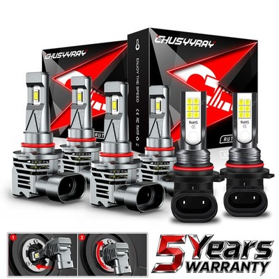For Chevy Silverado 1500 2500 HD 2003-2005 2006 LED Headlights&Fog Light Bulbs