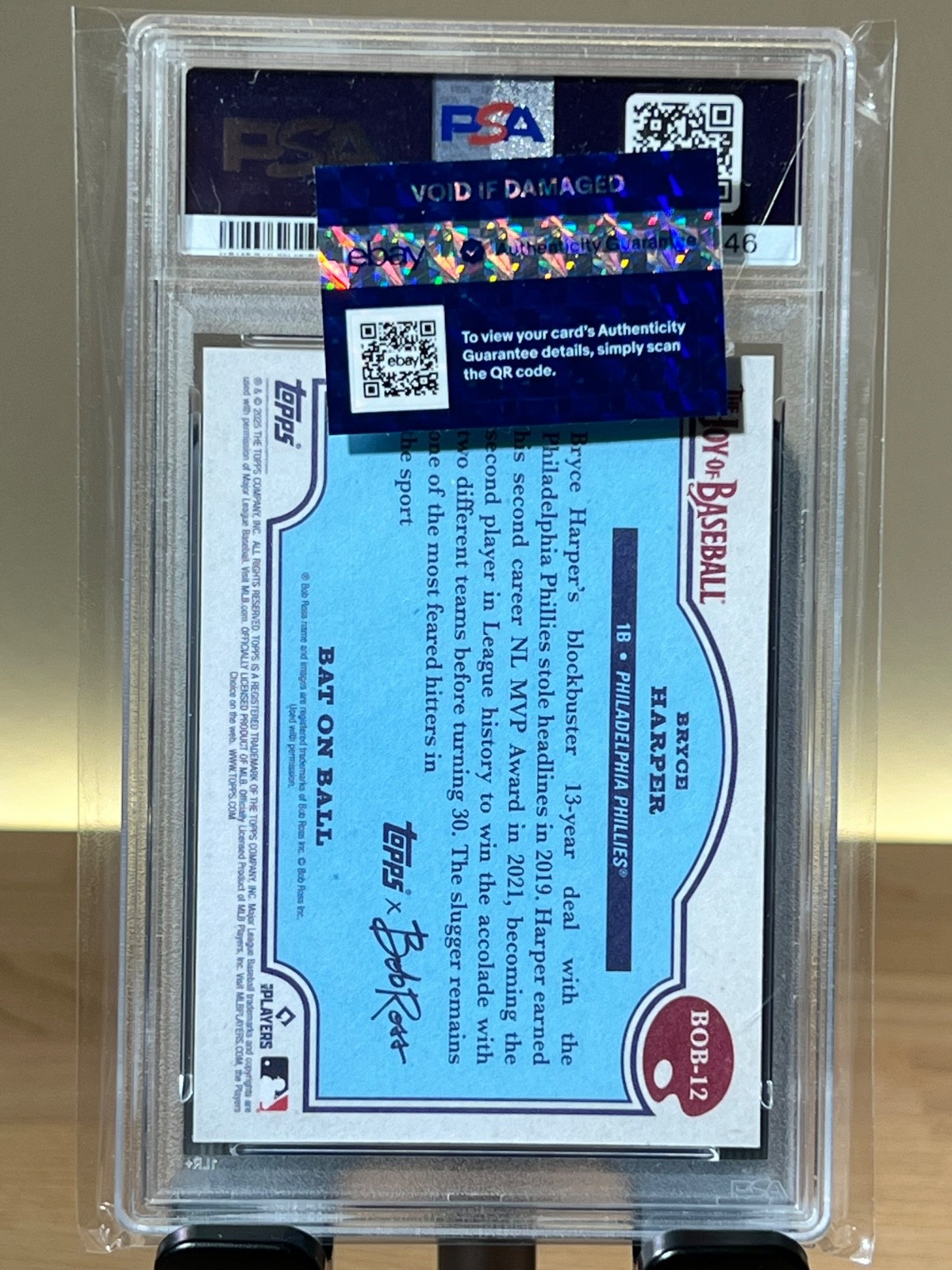 2025 Topps X Bob Ross Joy of Baseball Bryce Harper #BOB-12 PSA 10 POP 1 RARE view 3