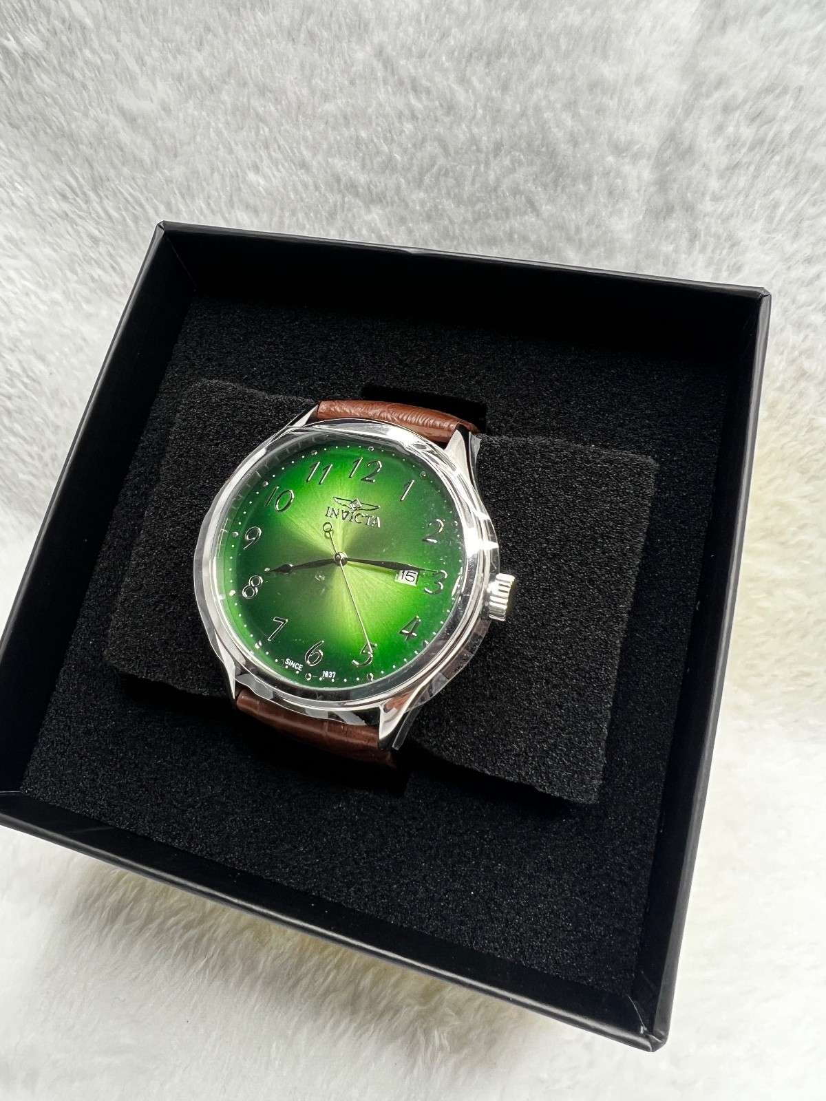 Invicta Celestial Men's Watch - 43mm, Green Dial, steel case, leather band