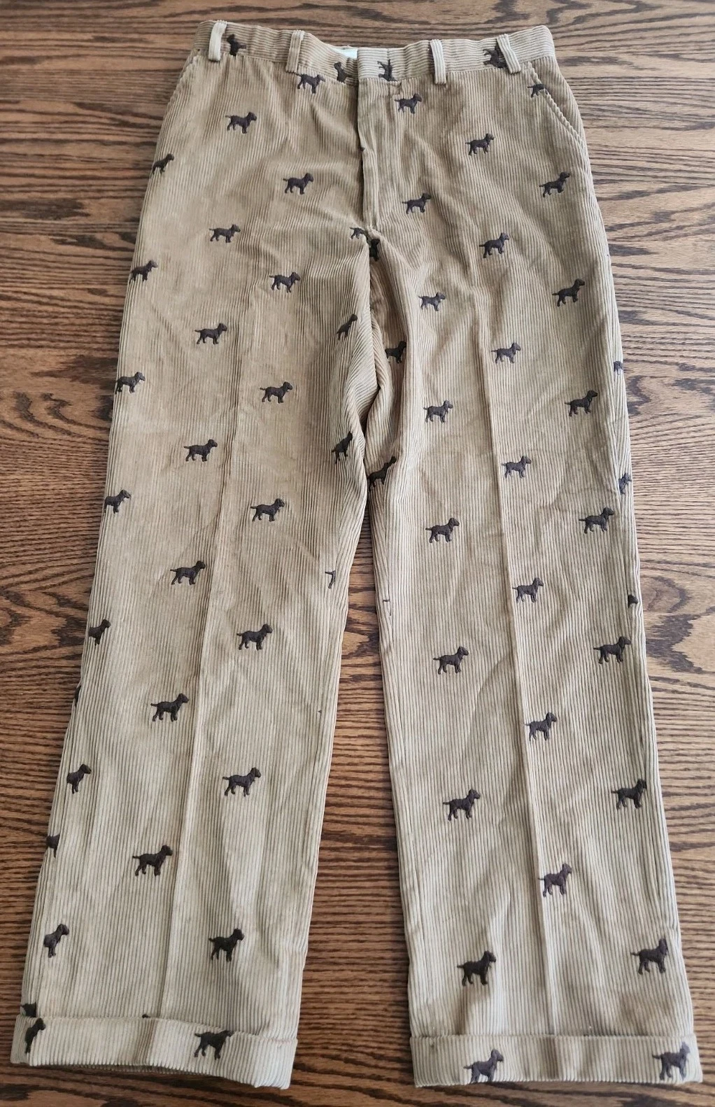 Vtg Orvis Pants Mens 38x32 (36x32) Tan Corduroy Dog Embroidered Cuffed USA Made - product detail image 4