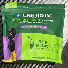 Liquid I.V. Hydration Multiplier  Energy 26 Sticks Blackberry Peach