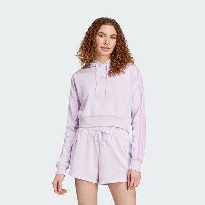 adidas women Essentials 3-Stripes French Terry Crop Hoodie