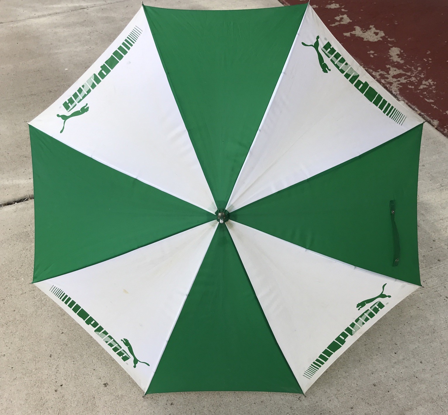 Vintage Original Puma Brand Promotional Umbrella Accessory 1990's Green & White