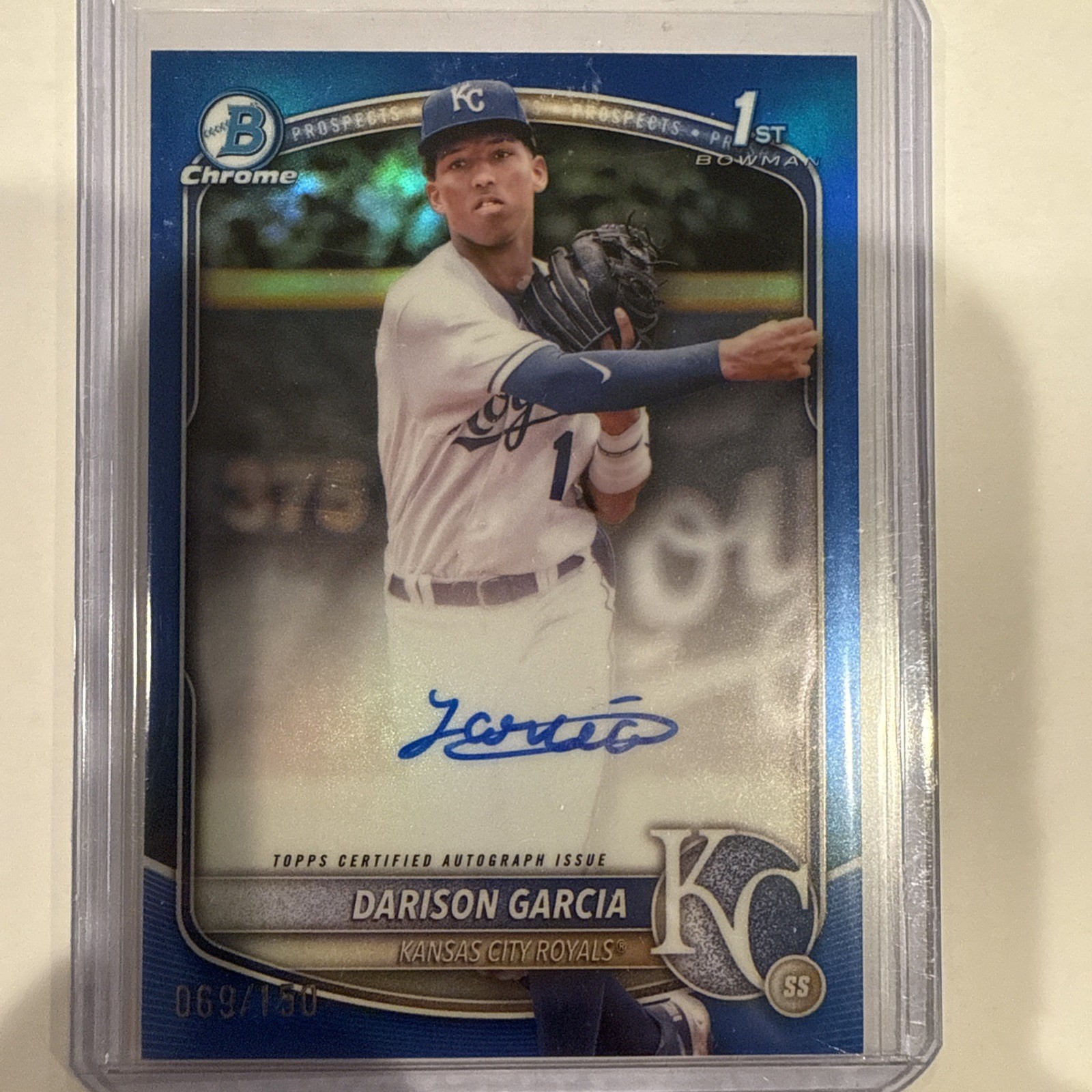 2025 Bowman Chrome 1st Darison Garcia True Blue Auto /150 KC Royals Color Match