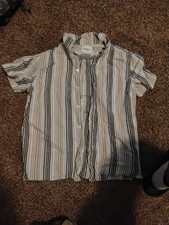 Goodfellow  Co Men's Vacay Collection Button Down Shirt Med Neutral Stripe NWT