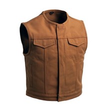 Men  s Motorcycle Canvas Vest Biker Club Style with Concealed Carry Pockets