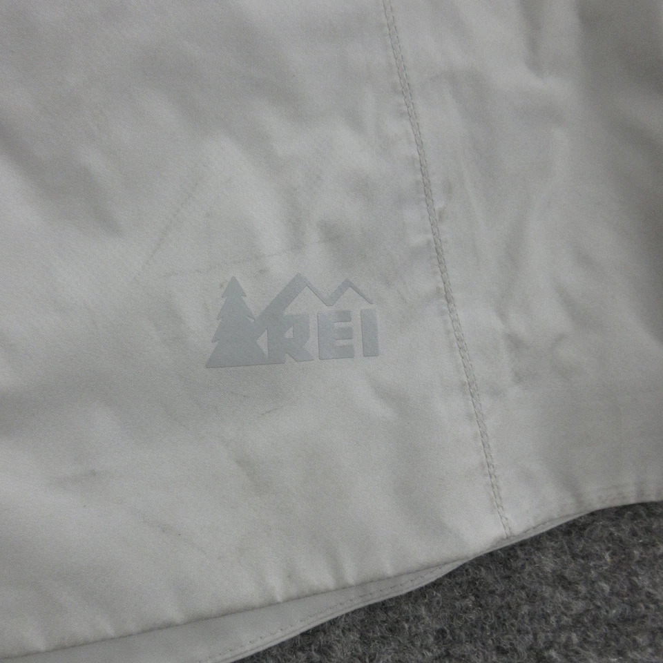 Abrigo de lluvia REI para mujer pequeño gris con capucha impermeable nailon cremallera parka trinchera Foto 2 de 4