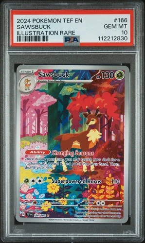 PSA 10 2024 Pokemon Temporal Forces Sawsbuck 166/162 Illustration Rare Holo