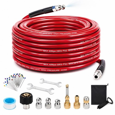 #ad Sewer Jetter Kit for Pressure Washer 100FT 5800 PSI 100FT Red – Hose Only $61.35