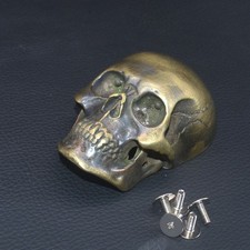Vintage Brass 3D Skull Concho, with 4 Mounting Screws Leather Craft DIY Decor
