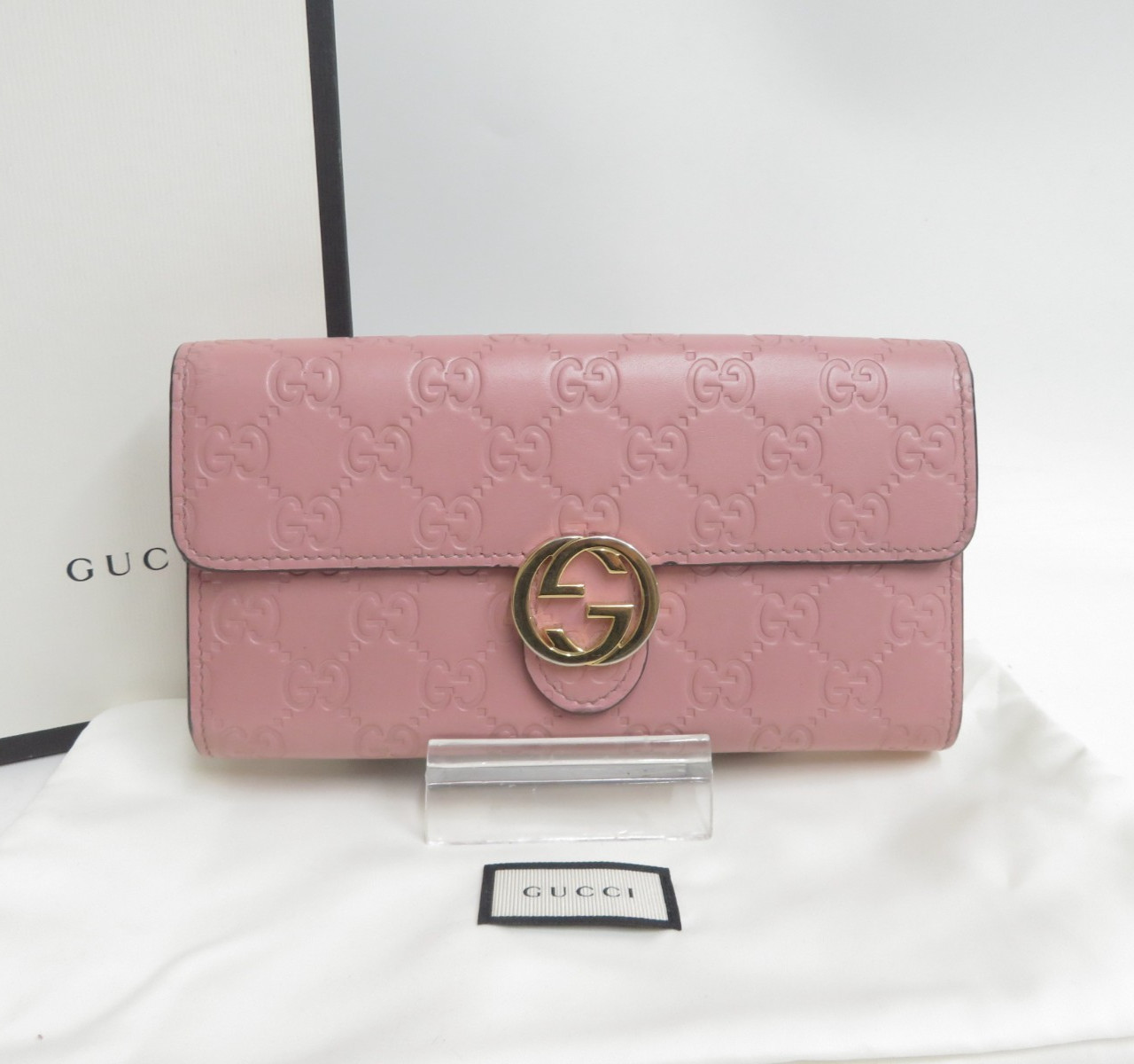 GUCCI GG Interlocking guccissima  Leather Biford Long Wallet I#50236