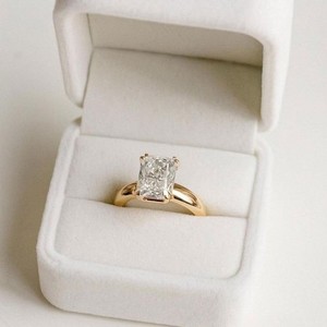 Authentic Radiant Cut Moissanite Solitaire Ring 925 Yellow Gold Plated Engagement Ring Her
